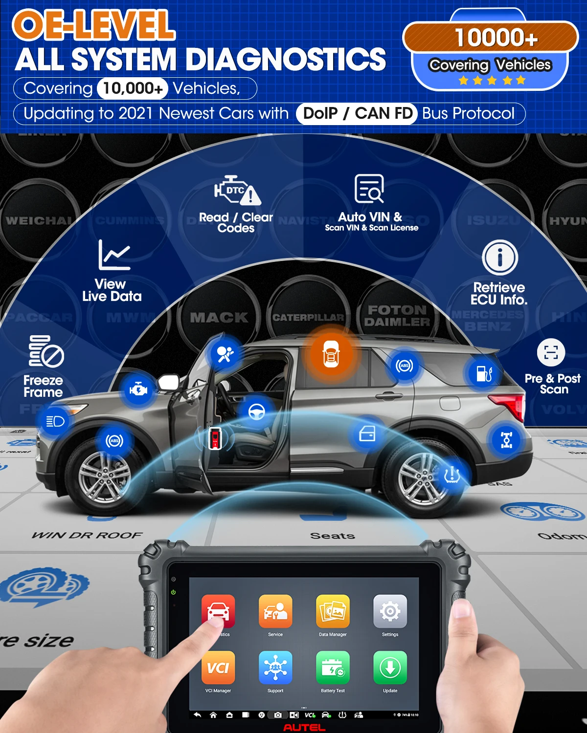 Autel MaxiCOM MK906S 프로 자동차 진단 도구, MS906 프로와 동일한 기능, 고급 ECU 코딩 및 활성 테스트, DoIP 및 CAN FD