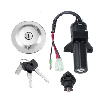 Motorcycle Fuel Gas Key Lock Kit Ignition Switch Lock Fuel Gas Cap Key Set Ignition start switch 4 Wire For YBR 125 motocross