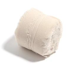 Luxurious 5 - Meter Roll of Chiffon Silk Ribbon with Frayed Edges for Elegant Gift Wrapping and Event Decor (Beige)