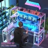 L-Shaped PC Gaming Desk with LED Lights & Power Strips with Storage with Monitor Stand & Hook  63'' Large L Shaped Gaming Desk 4