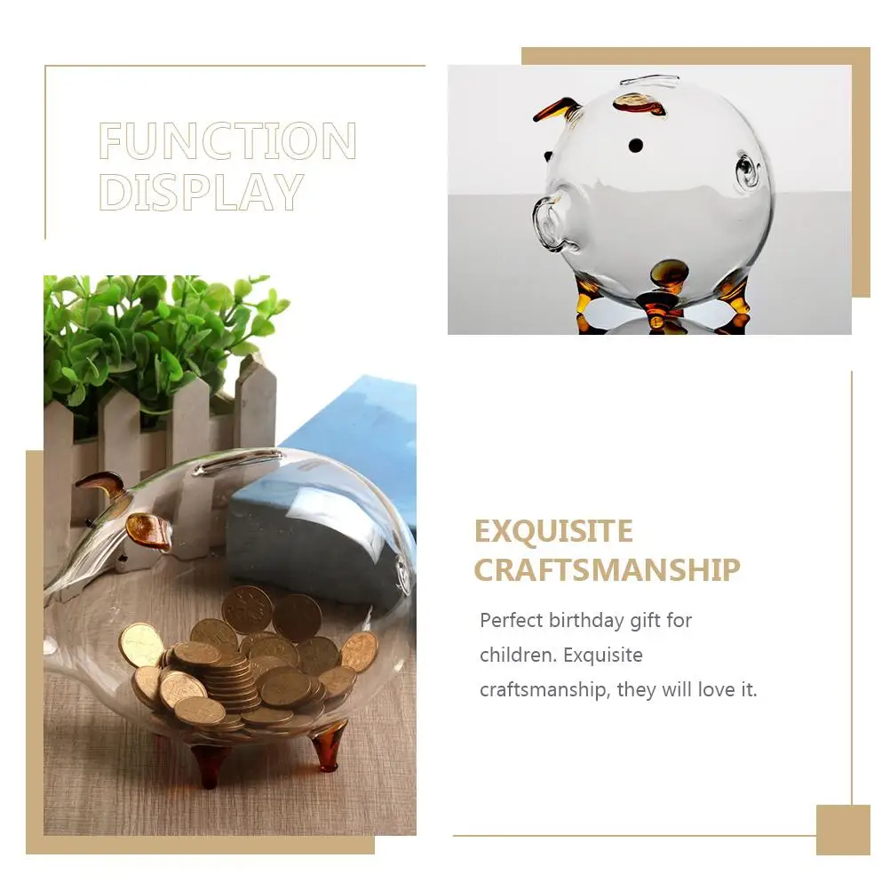 Golden Piggy Bank Clear Transparent Saving Pot for Bills Daily Savings Cute Children Gift Glass Money Pot Decorative 4