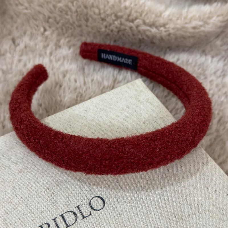 Red New Year Headbands Autumn/Winter Retro Woolen Knitting Hair Band for Woman Girls Temperament Hair Hoop Christmas Accessories