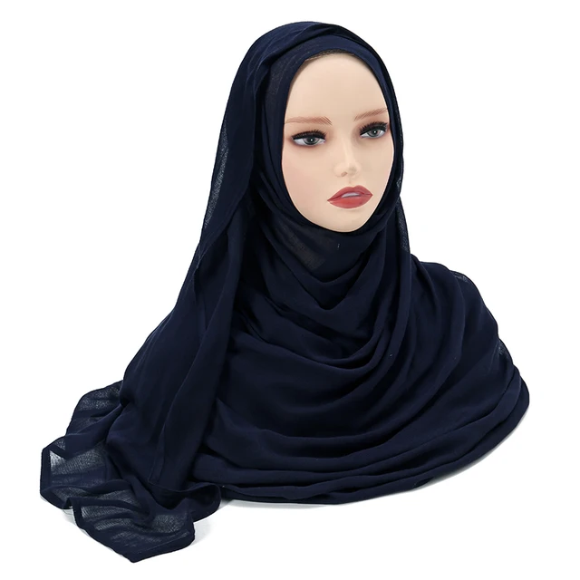 Châles en coton rayonne pour femmes musulmanes, Hijab Modal, écharpe unie, grande taille, Turban islamique, bandeau 190x85cm