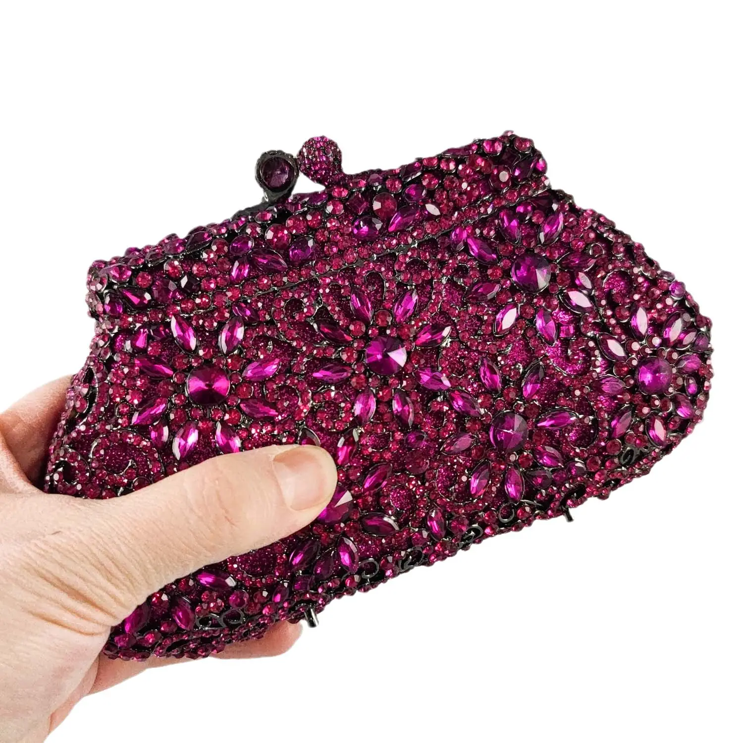 Clutches Gaelle Paris - Logo laminated clutch bag in fuchsia -  GBDA1861FUCSIA