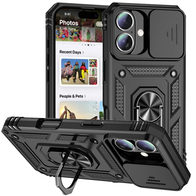 Shockproof Armor Slide Lens Protective Phone Case Back Cover