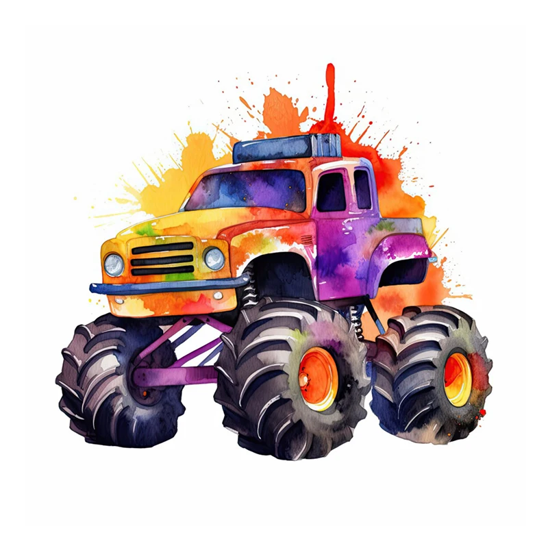 Wall Stickers Wall Sticker C217# Colorful Monster Truck Wall Sticker Bathroom Toilet Decor Living Room Cabinet Refrigerator Home Decoration Decals