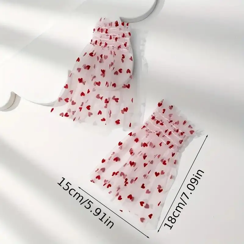 1쌍의 네일 팁 디스플레이 슬리브 패션 액세서리 네일 아트 하트 튤 사진 장갑 가짜 주름 커프스 매니큐어 촬영용