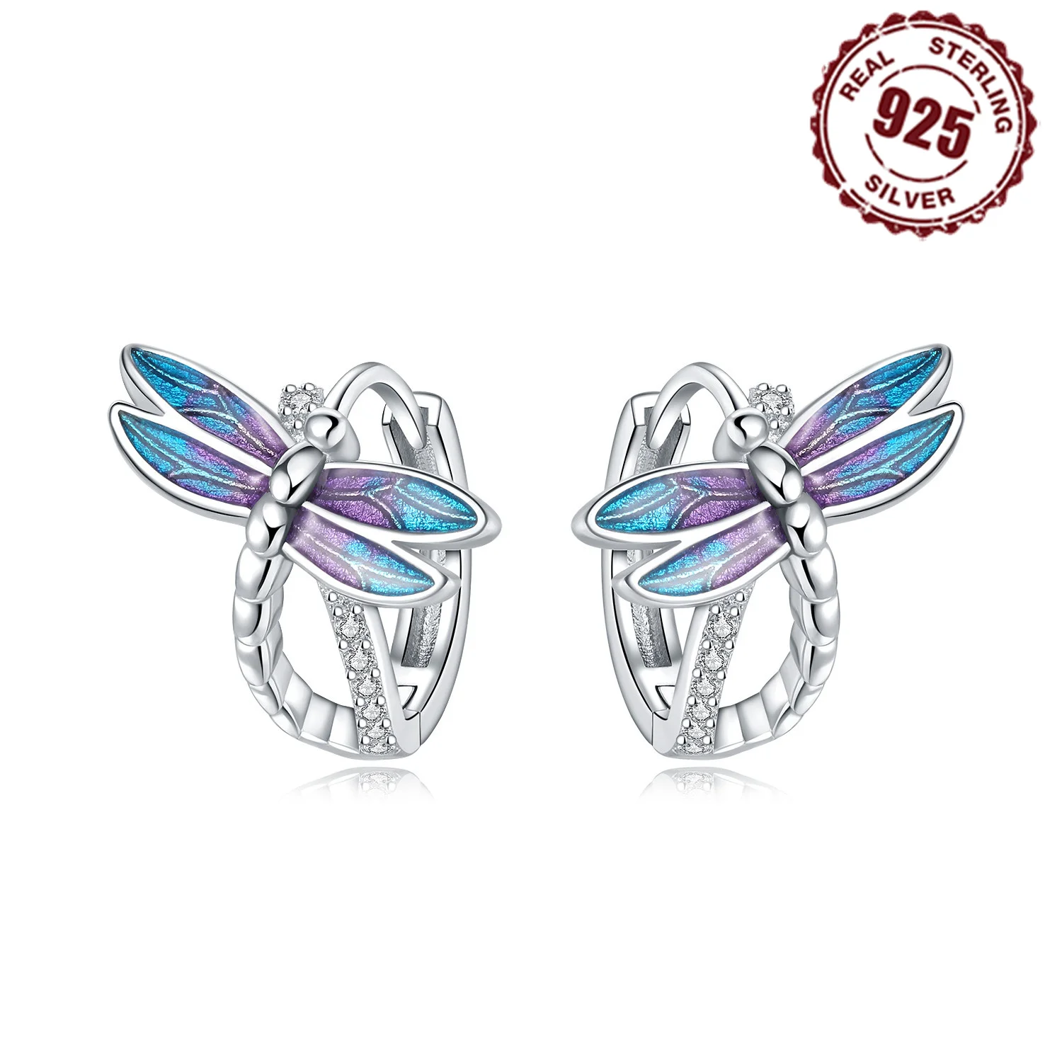 925 Sterling Silver Exquisite Dragonfly Earrings Jewelry Versatile Hoop Earrings For Women Jewelry Fine Birthday Party Gifts