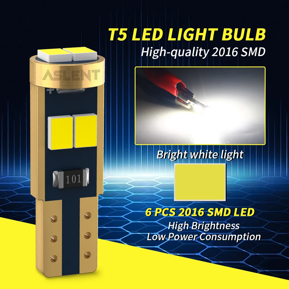 10x T5 W1.2W W3W 1 SMD de bord LED lampe en de wedge a l