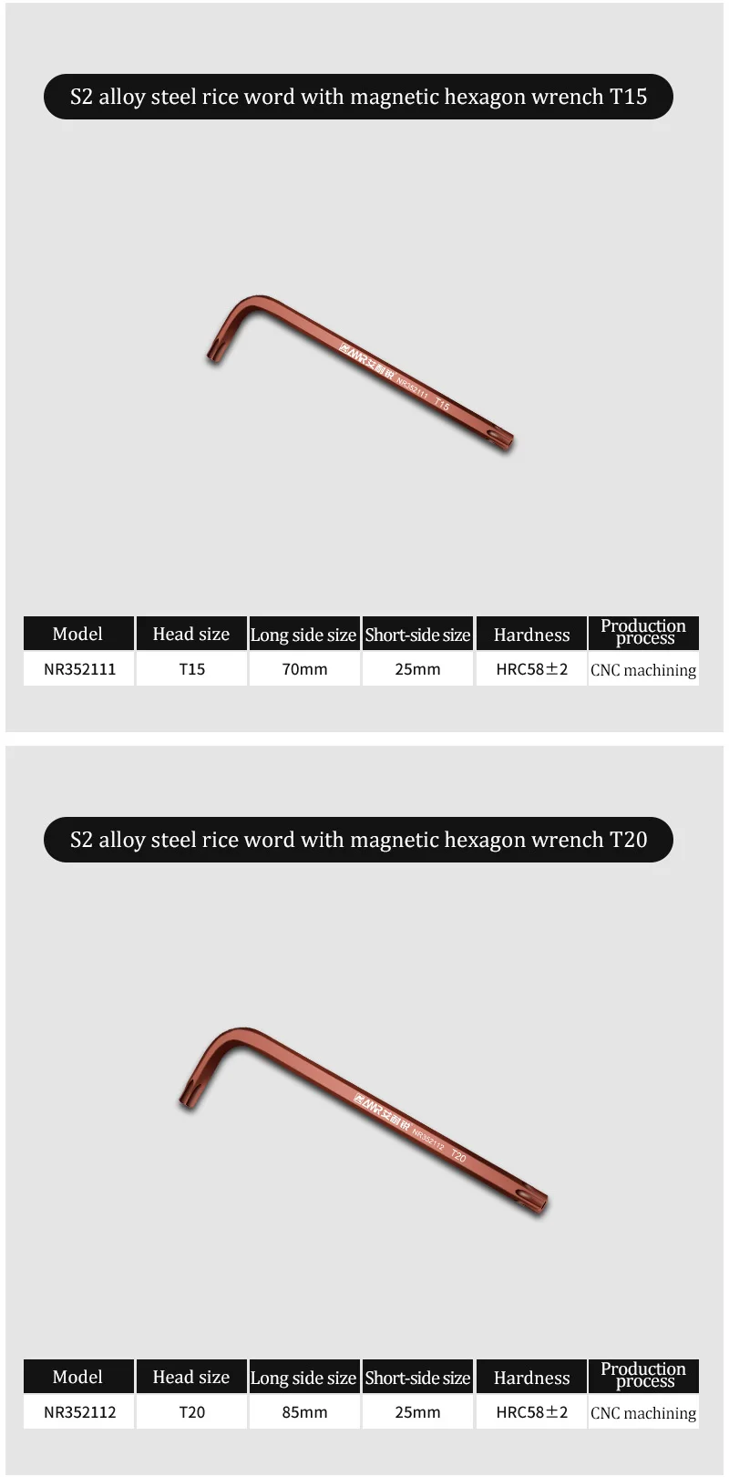 Torx Star Inbusschlüssel Doppelkopf-Inbusschlüssel Langer Arm Sternschlüssel T10-T50 S2 legierter Stahl 1 Stück – Detail 12