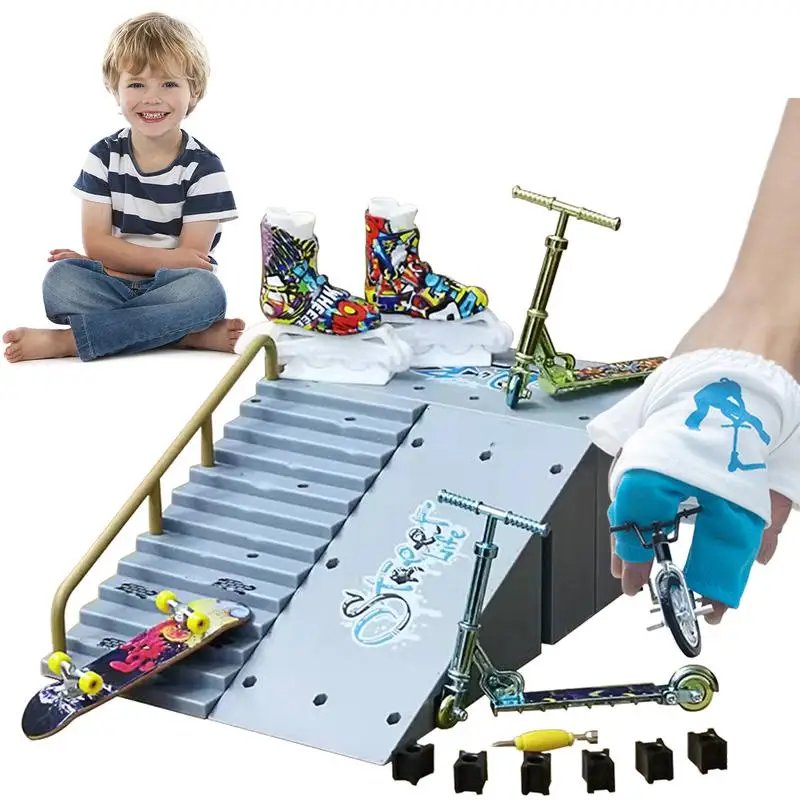 

Fingerboard Skate Set Skate Park Gift Fingerboard Ramps With Mini Finger Toy Set Including Fingerboards Finger Bike Scooters
