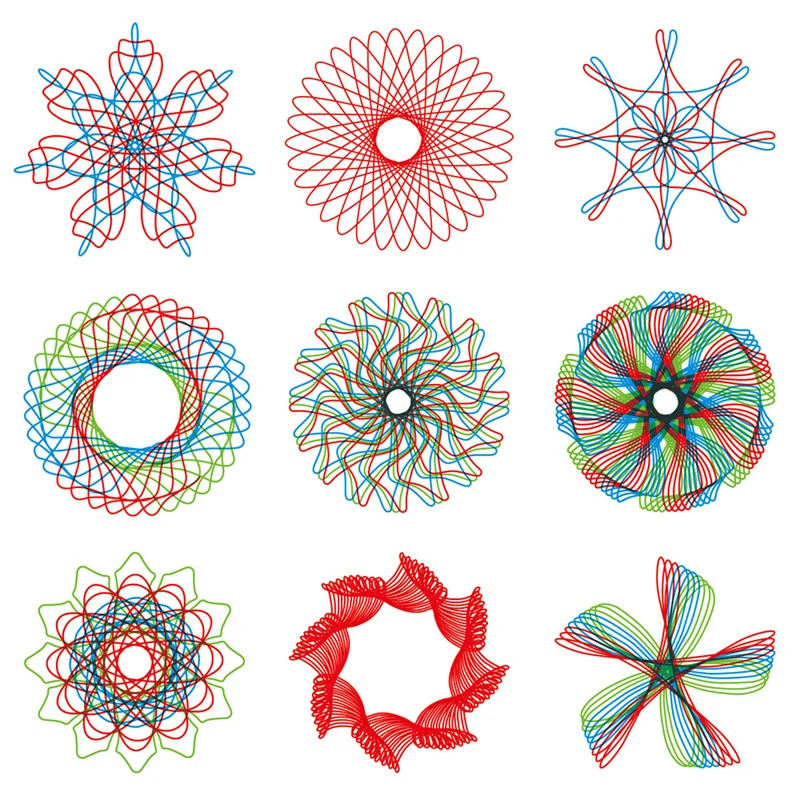 Geometry Spirograph Drawing Stencils Set Painting Template Art Crafts Creative Kids Educational Toy Variety of Flowers Ruler 6
