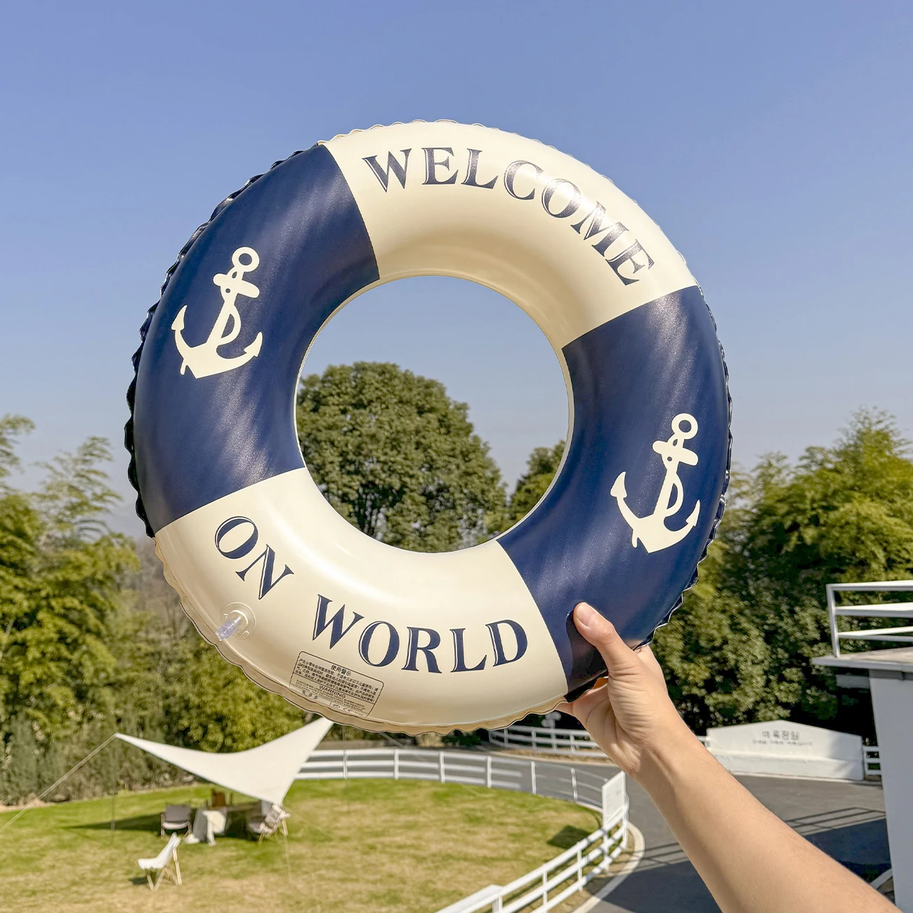 Retro Boat Anchor Women's Swimming Ring, Swimming Pool Floating Row Adult Handrail Lifebuoy, Leisure Beach Swimming Inflatable F 2