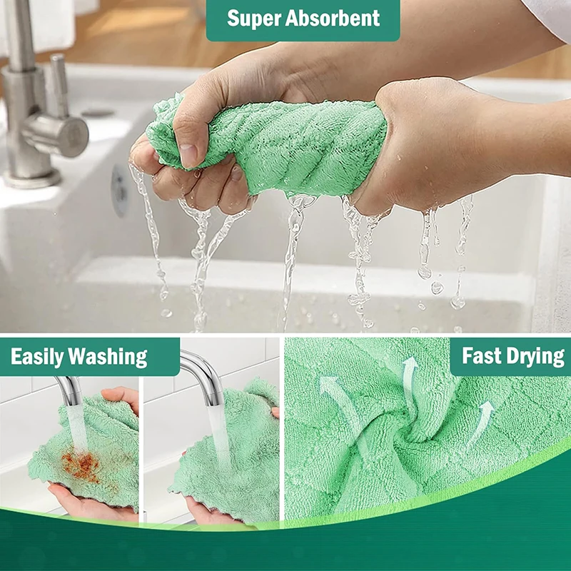 5pcs Double-side Microfiber Towel Super Absorbent Coral Fleece Cleaning Cloths Kitchen Non-stick Oil Dishcloths Scouring Rag kitchen towel microfiber dish cloths cleaning cloth microfiber towel microfiber wash towel dish cleaning cloth microfiber dish cloth towel cleaning cloth dish cloth