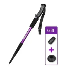 Ultralight Aluminum Alloy Telescopic Hiking and Trekking Walking Stick with Absorber (Purple)