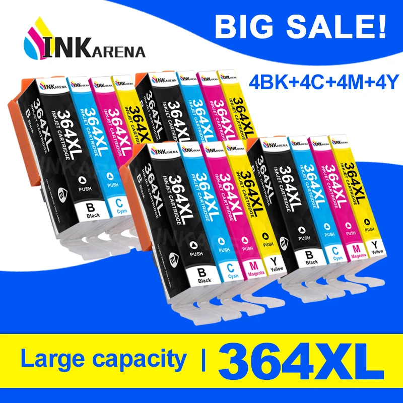 Inkarena 4Set Cartuccia D'Inchiostro 364Xl Per Hp364 364 Xl Per Hp Photosmart Plus B209A B209C B210A B210C C309A C309N C309G C310A C410B