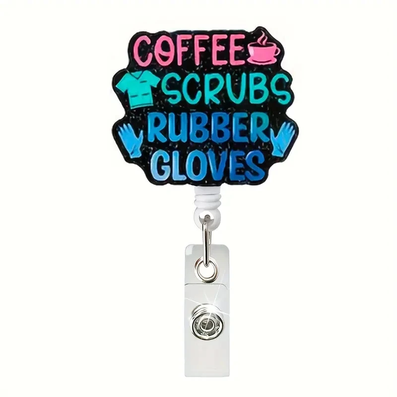 Hot Sales 1 Piece Glitter Retractable Nurse Badge Reel Anime Coffee Blood  Bag Rainbow Doctor ID Card Holder Keychains Lanyard