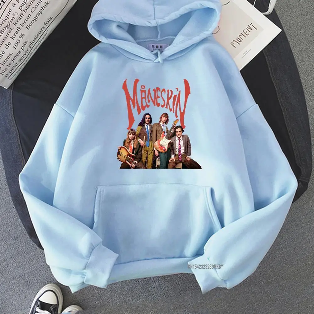 Maneskin Pattern Hoodie Long Sleeve Streetwear Mens Women Vintage Hooded Sweatshirt Tops Kawaii Oversized Hoodies 2