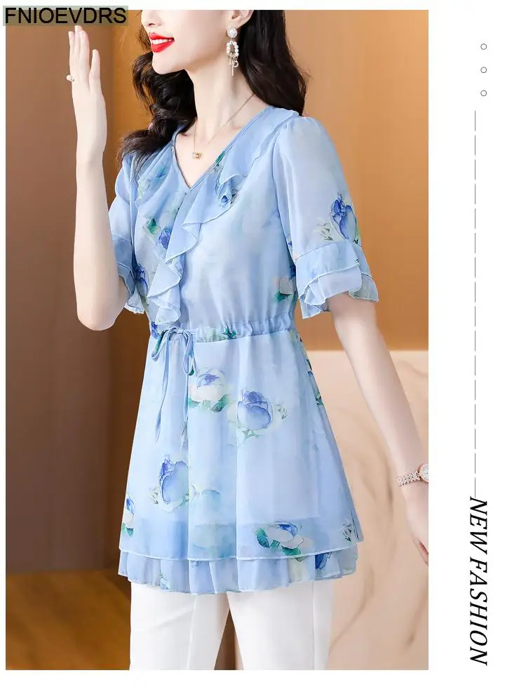 L-5XL Loose Clothes 2023 Women European Fashion Elegant Office Lady Work Ruffles Shirt Casual Tunic Peplum Tops And Blouses