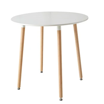 EGOONM tavolo da pranzo rotondo moderno Nordic scandinavo MDF Top gambe in faggio massiccio per soggiorno sala da pranzo bianco 1