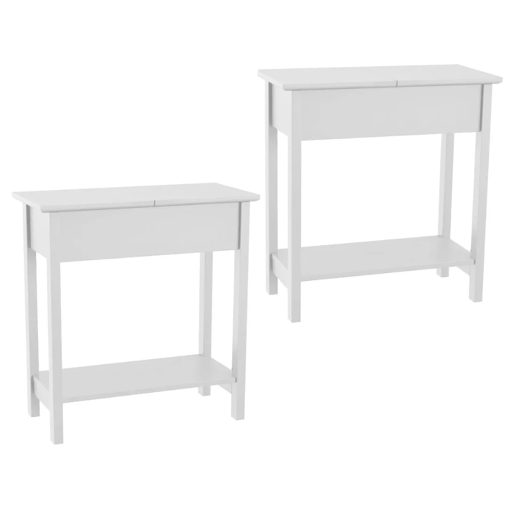 

Wood Flip Top Console Table Set of 2, White