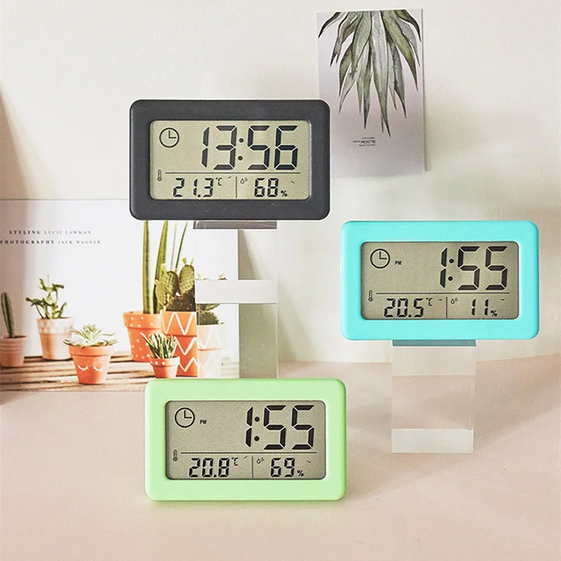 Mini LCD Digital Clock with Temperature and Humidity Desk Electronic Clock  for Home Office Silent Desk Time Display Clock - AliExpress