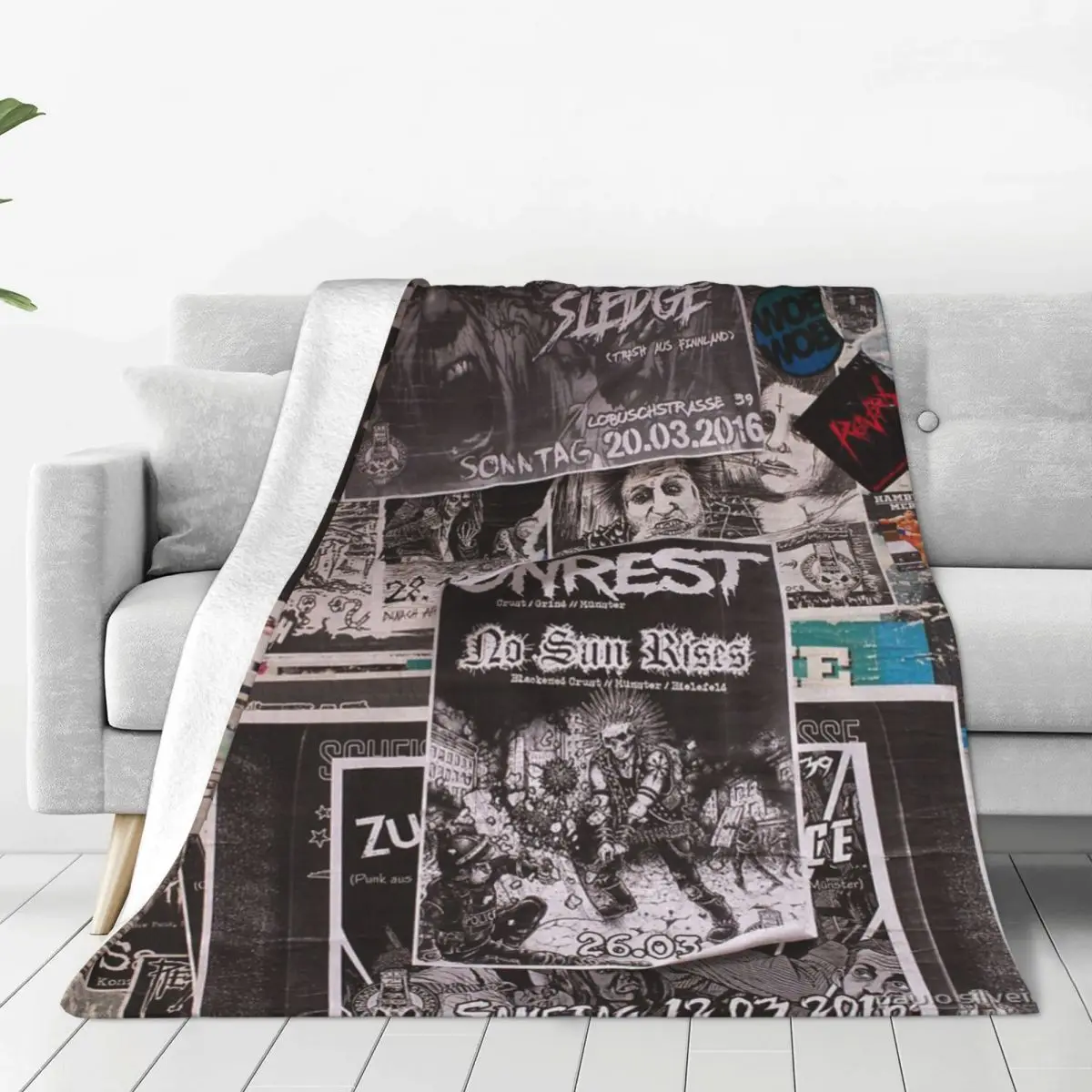 펑크 록 콘서트 포스터 담요, 침대 위 플러시 푹신한 부드러운 담요, 초경량 벽 