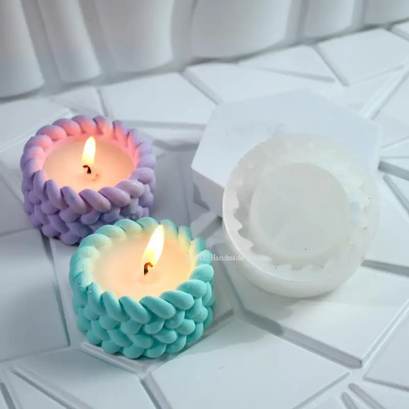 Weaving Shape Cement Candle Bowl Silicone Mold Plant Flowerpot Concrete Mold Gypsum Cement Tray silicone mold