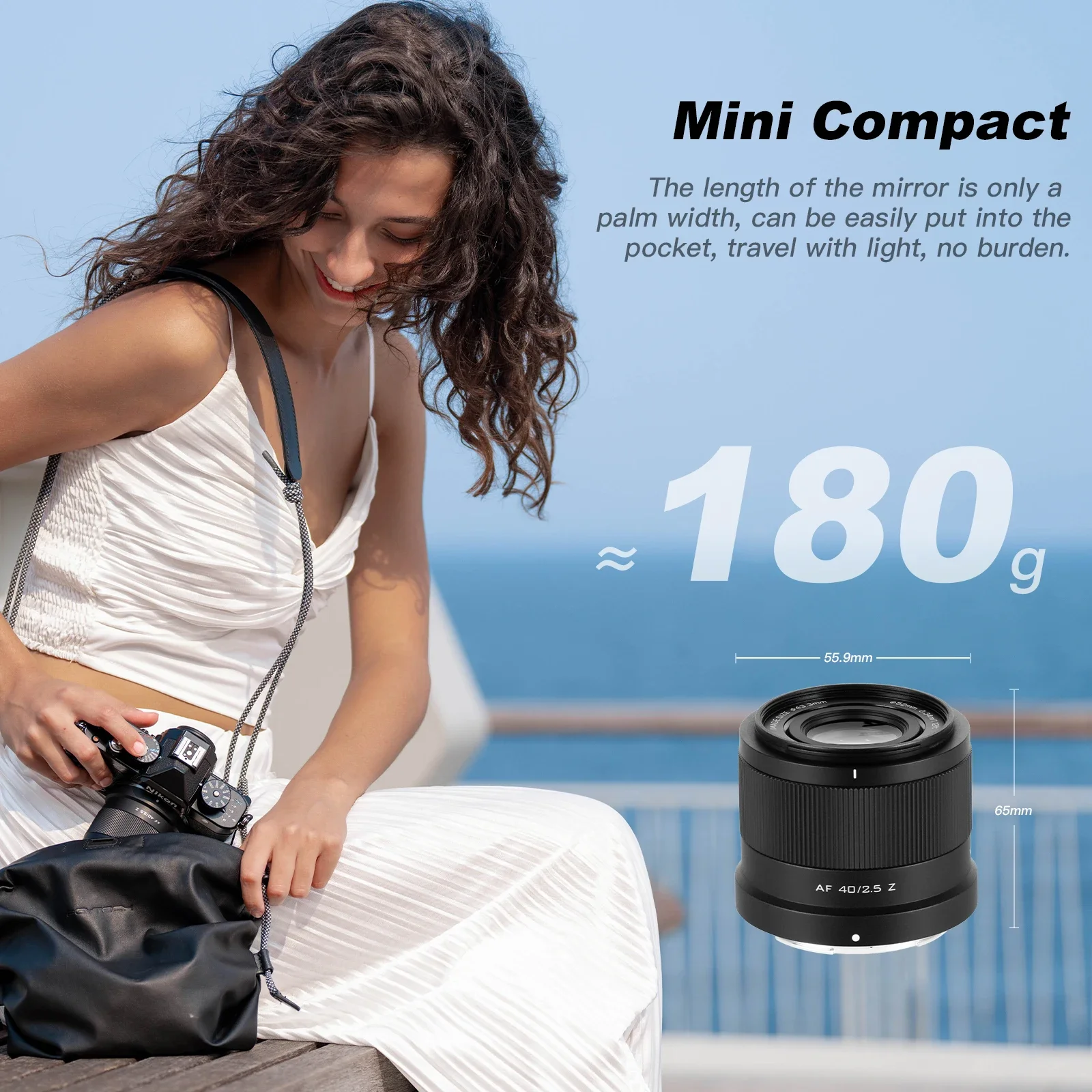 VILTROX 니콘 Z 카메라 렌즈, 풀 프레임 자동 초점, 인물 브이로그, 니콘 Zf, Zfc, Z6, Z7, Z8, 휴대용, F2.5, 40mm, 180g