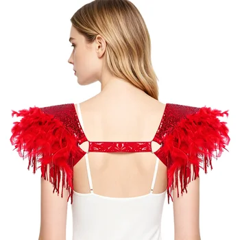 Spallina con Frange e Piume per Uomo e Donna, Costume da Festival, Cosplay, Armatura Medievale Gotica, con Paillettes e Nappe