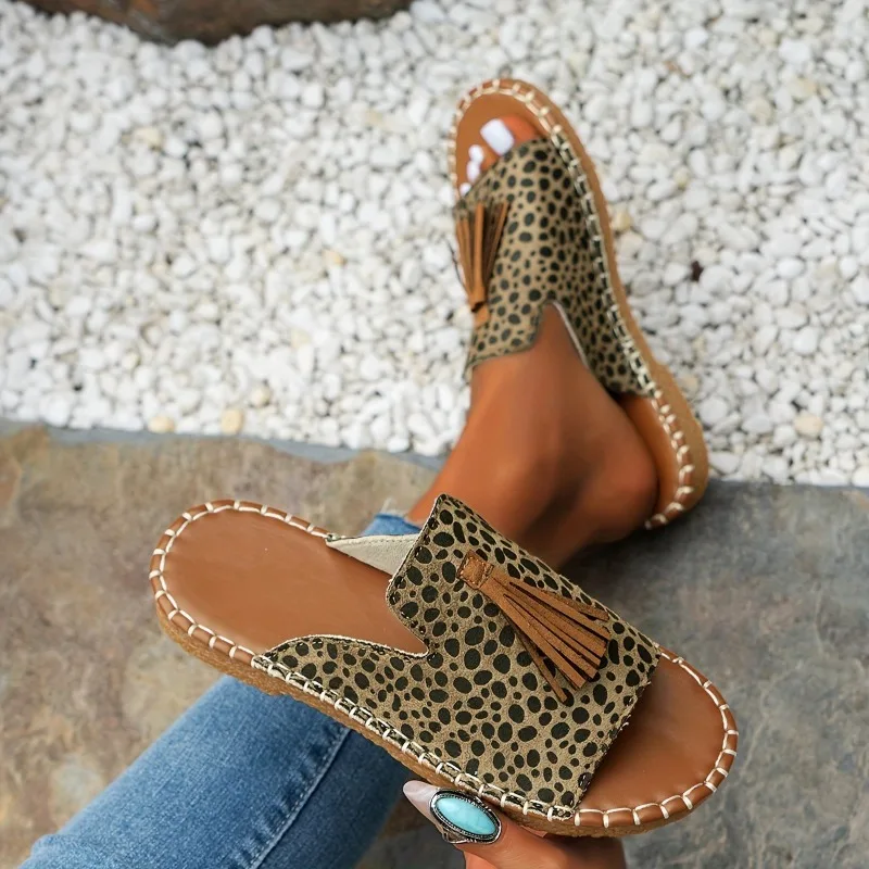Women's Casual Beach Holiday Slippers 2024 Summer New Fashion Fringe Outdoor Flat Shoes Open Toe Sandals Zapatos De Mujer Slides — view 4