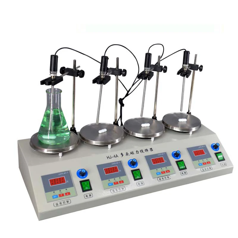 

New HJ-4A 4-head Magnetic Heating Stirrer Lab Magnetic Stirrer Digital Display Temperature-controlled Hotplate Mixer 110V/220V