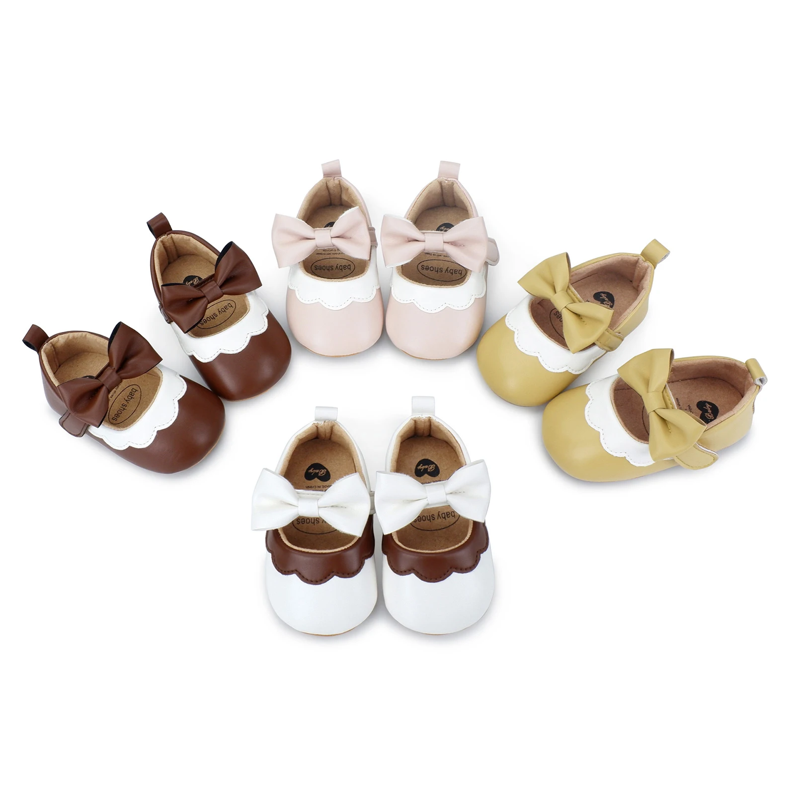 

Girls Shoes Soft Bow Non-slip Contrast Color First Walker Shoes