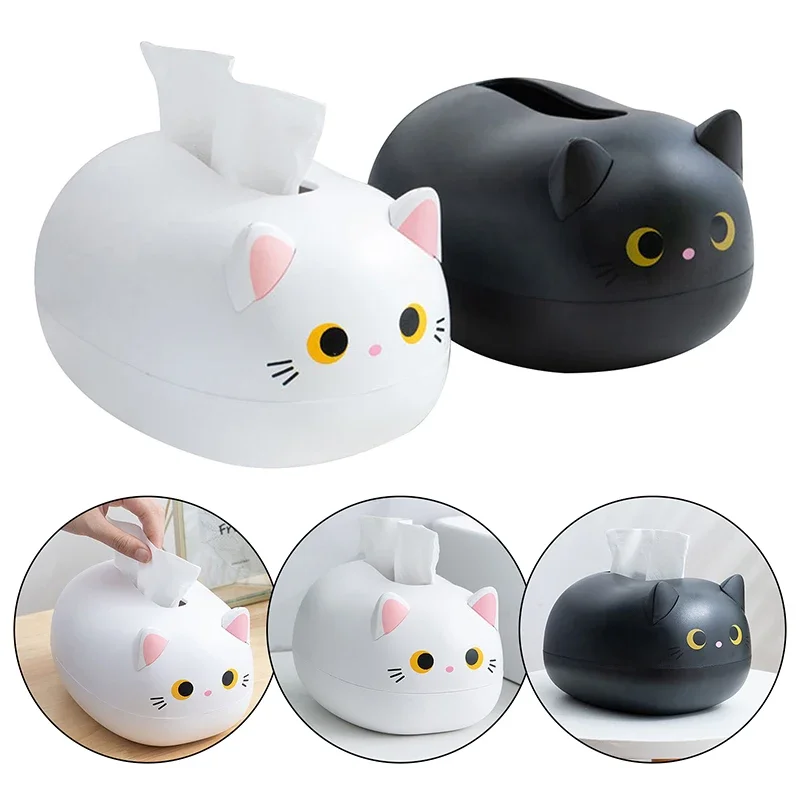 Cat Tissue Box Plastic Napkin Storage Box Container Desktop Paper Holder Nordic Style Home Bathroom Dormitory Decoration 2