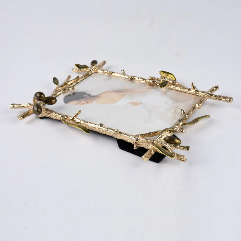 Elegant Golden Olive Branch Metal Picture Frame