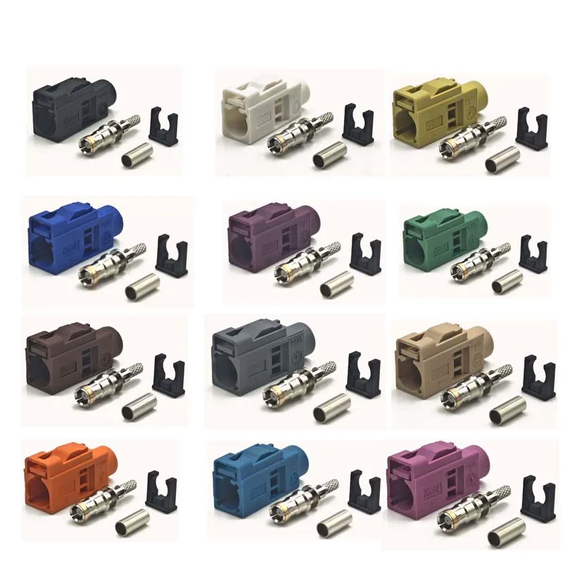 Fakra หญิง CRIMP Connector รถวิทยุ FM เสาอากาศ GPS Fakra อะแดปเตอร์สําหรับ RG316 RG174 A B C D E F G H I K M Z ชาย 1