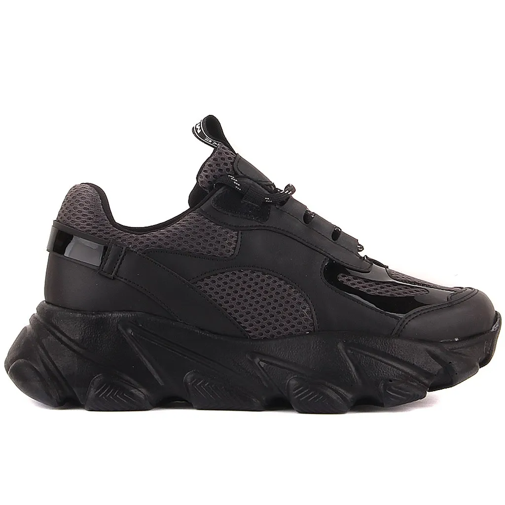 

Black Color Lace-Up High Bottom Women 'S Casual Shoes