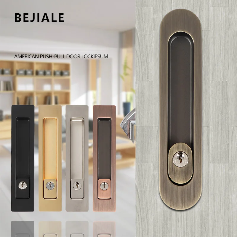 Sliding Door Bathroom Hook Lock Household Kitchen Balcony Sliding Door Lock With Key Concealed Handle Buckle