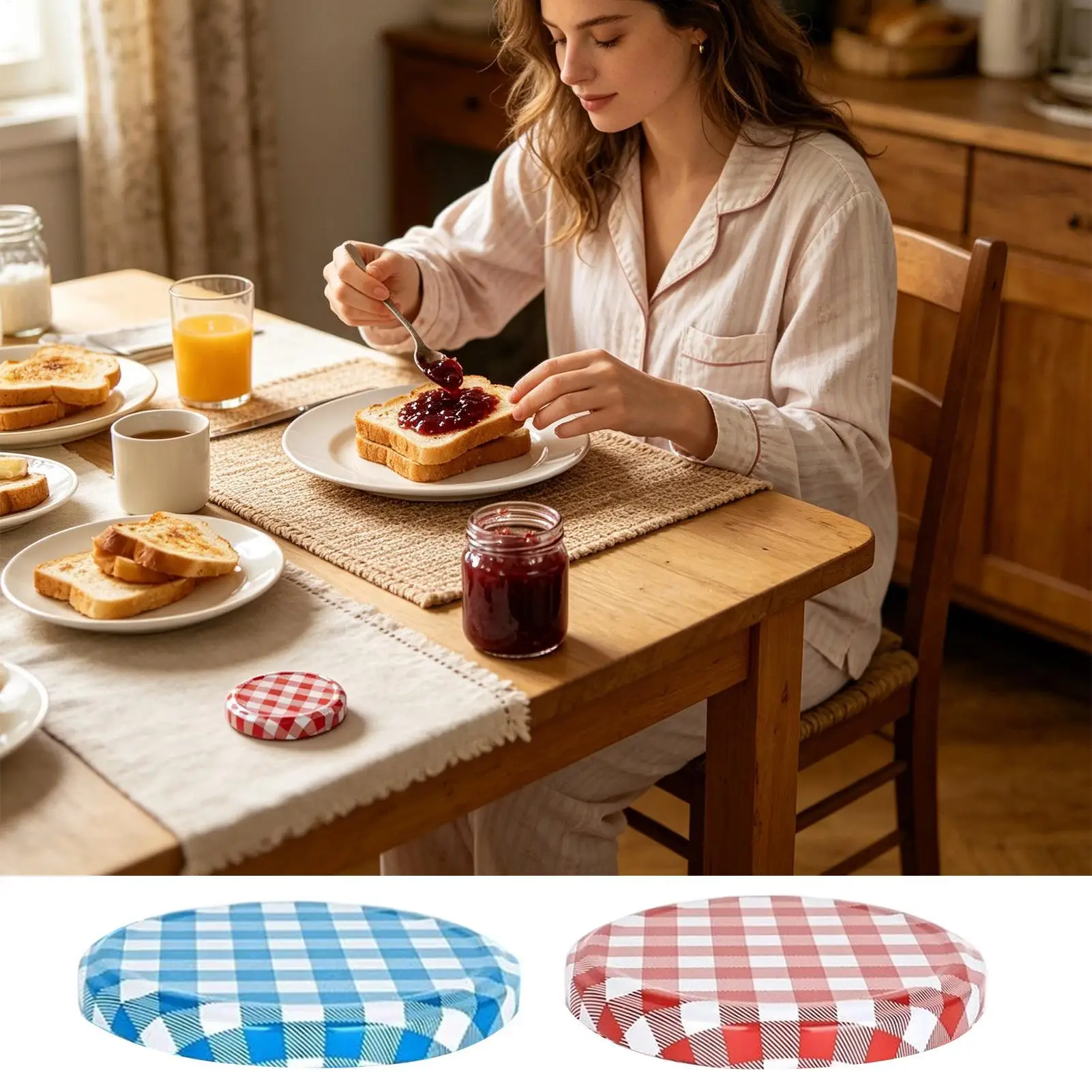 Leak-Proof Reusable Metal Jar Lids - 50 Pack, Regular Mouth (85mm) for Preserving and Storing Foods