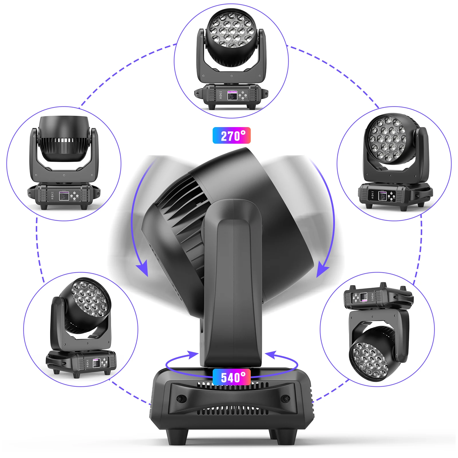 Yiflamefly 19X15W Beam Moving Head Light DMX512 RGBW 4IN1 LED