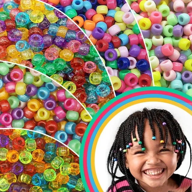 Hair Beads Pony Beads for Hair Braids 6x9mm Plastic Bead 4mm Large Hole for  Kids Girls African Hair Bead Accessories - AliExpress