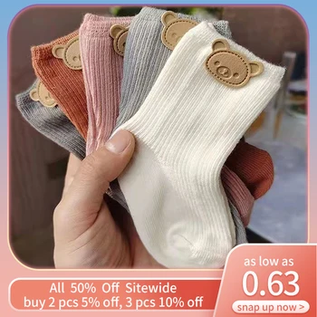 Cute Bear Baby Socks Leg Warm Autumn Toddler Long Socks Pure Color Soft Cotton Infant Sock Newborn First Walkers Footwear 아기양말 1