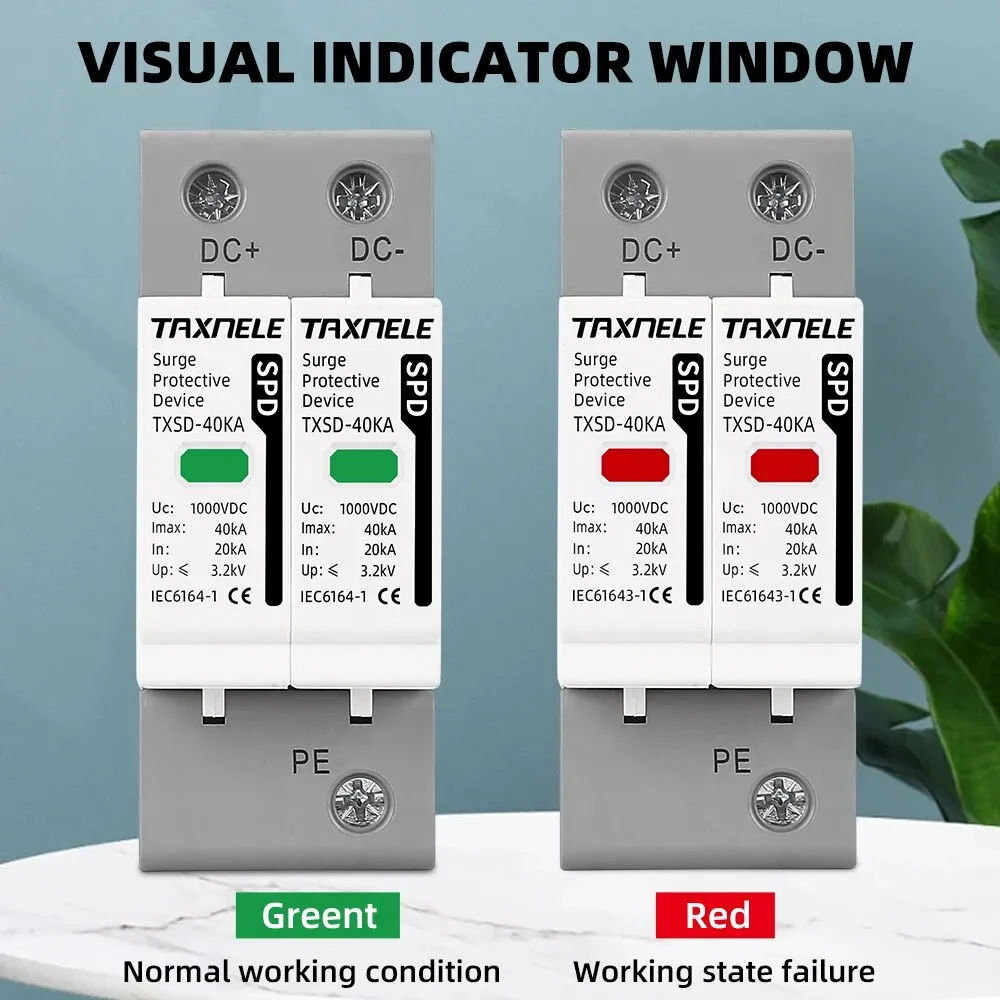 Surge Protector DC SPD 600V 1000V 2P 20KA 40KA 60KA Voltage Protector Solar PV Lightning Arrester