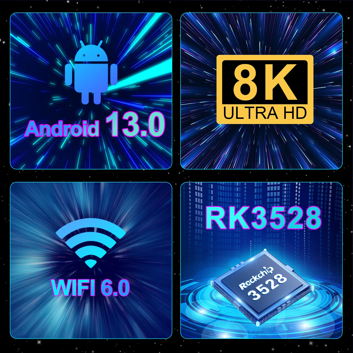 Android 13 8K Ultra HD Smart TV Box Wifi6 Fast Stable Transmission Media Player 4GB64GB Large Memory Netflix Youtube ATV MAXA13 4
