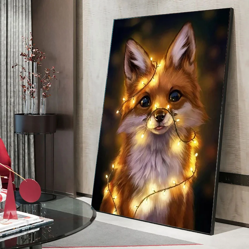 Wholesale DIY 5D Animals Fox Pattern Canvas Diamond Painting Kits