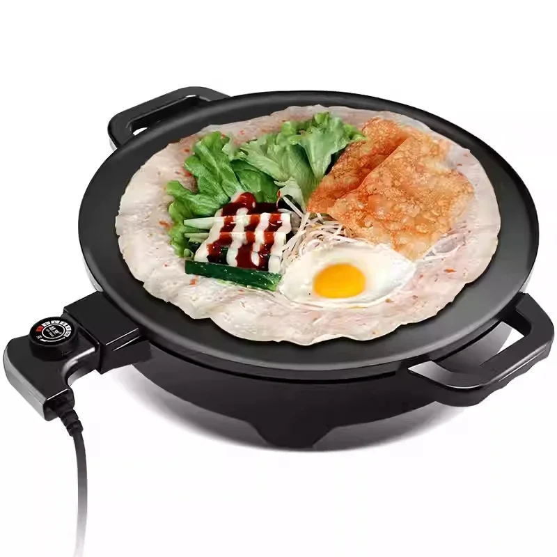 220V Diameter 40CM Round Shape Commercial Electric Skillets Griddle Non-stick Pancake Pan Five Level Firepower Adjustment steak
