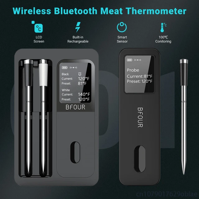 מדחום בשר אלחוטי בלוטות' IP67 עמיד למים עם מסך LCD משפר טעינה לטיגון מעשן ברביקיו תנור 1