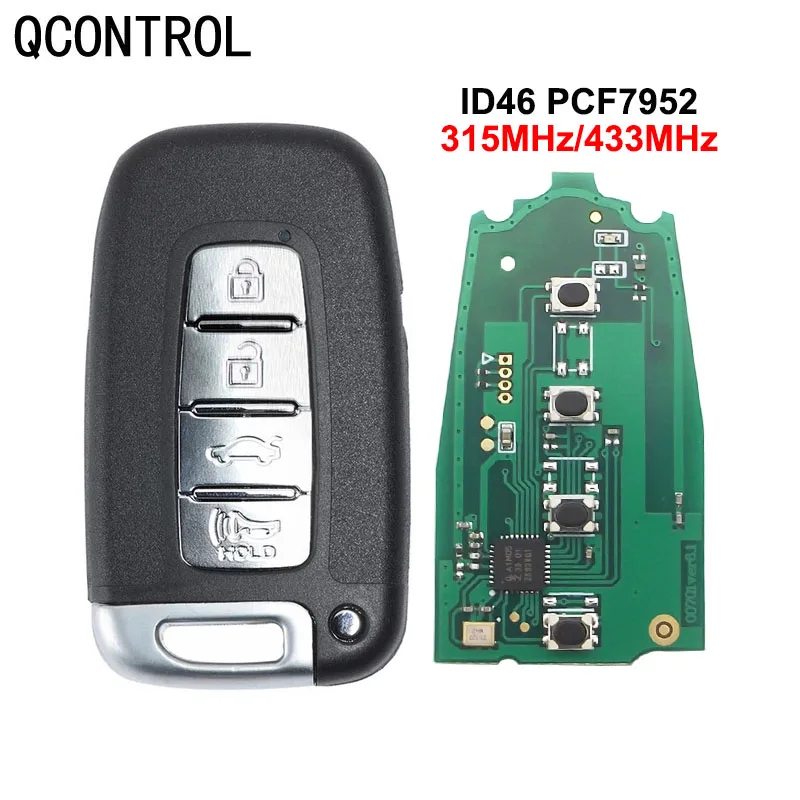 QCONTROL 315433MHzCar Remote Smart Key Fit for HYUNDAI I30 I45 Ix35 Genesis Equus Veloster Tucson Sonata Elantra with ID46 Chip qcontrol car remote smart key for hyundai i30 i45 ix35 genesis equus veloster tucson sonata elantra sy5hmfna04 for kia