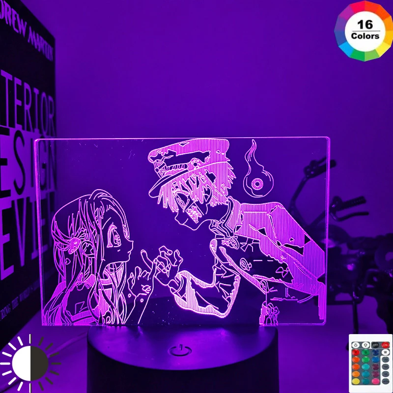 JYDNBGLS Anime Figura Lampada 3D Toilet Bound Hanako Kun Led Night Light per la decorazione della stanza Nightlight regalo di compleanno WC vincolato Hanako Kun Night Remote Control Lighting