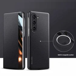 Premium Carbon Fiber Texture Magnetic Phone Case with Card Holder and Flip Leather Cover - Galaxy Z Fold8 (Black)